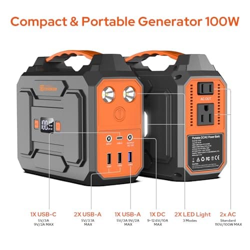 Portable Power Station with Foldable 40W Solar Panel, 100W Solar Powered Generator with Panels,110V AC Outlet Camping Solar Power Bank 146Wh Lithium Battery Pack for Home RV Outdoor Power Outage