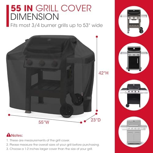 Unicook Grill Cover 55 Inch for Outdoor Grill, Heavy Duty, Waterproof, Fade Resistant, BBQ Cover with Handles/Straps/Air Vents, Compatible with Weber Charbroil Nexgrill Gas BBQs etc