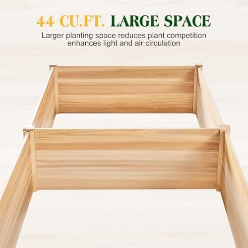 Amerlife 8x4 Ft Wood Raised Garden Bed, Durable 15 Inch Depth Planter Box for Vegetables, Herbs, and Flowers, Ideal for Outdoor Gardening with Open Base