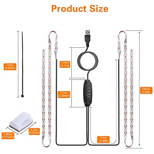 Grow Light Strip USB Waterproof Plants Full Spectrum Plant Grow Lights Indoor,with Auto ON/Off Timer White Red 120 LEDs Sunlike Grow Lamp for Plant Light for Indoor Plants (1)