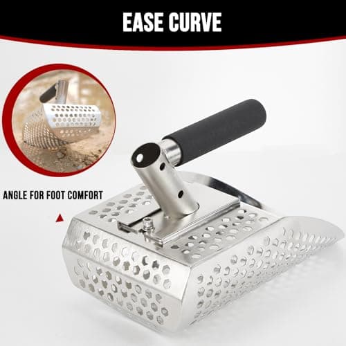 Sand Scoop for Metal Detecting, Metal Detector Accessories, Stainless Steel Sand Sifter Shovel, Metal Detector Sand Scoop, Sand Flea Rake for Beach, Fast Sifter Shovel for Underwater Treasure Hunting