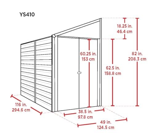 Arrow Yardsaver 4' x 10' Galvanized Steel Outdoor Storage Shed with Sloped Roof and Double-Door Entry, UV-Resistant Steel Floorless Compact Storage Shed, Charcoal