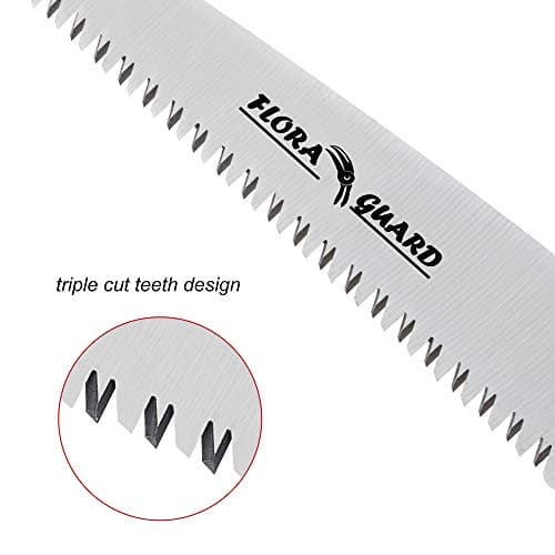 FLORA GUARD 7.7-Inch Folding Hand Saw, Pruning Saw with Trible-Cut Razor Teeth for Wood Cutting, Tree Trimming, Professional Camping Gardening Tools
