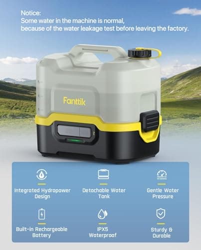 Fanttik NB8 Nano Portable Cordless Electric Sprayer w/2.1Gal Tank, Retractable Spray Head, 2600mAh Lithium Battery, IPX5, 72-98PSI, Portable Pressure Washer for Garden, Camping Shower and Pet Cleaning