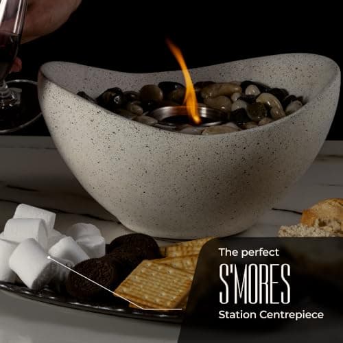 Concrete Tabletop Fire Pit, Portable Indoor Fireplace and Smores Maker, Suitable for Indoor and Outdoor Use