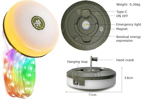 Camping String Lights,Camping Essentials Gear 32.8FT Lamp Lights Waterproof, 4 in 1 Outdoor String Lights with 8 Modes for Awn Tent Yard Garden Hiking Travel Decoration and Holiday Christmas Gift