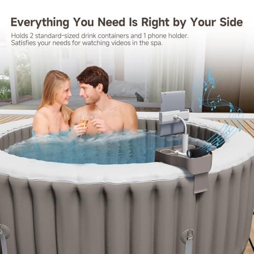 Adjustable Hot Tub Tray Table, Clip-on Pool Cup Holder Phone Holder, Nonslip Spa Drink Tray Side Table for Outdoor Inflatable Pools, Must Have Hottub Accessories for Adults