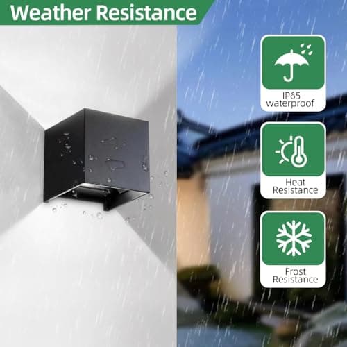 Wrasse 2Pack Outdoor Wall Mounted Lights 20W 2000LM Wall Proch Sconce 3000K Black Exterior Light Fixture 120v Up Down Modern Cube Lamp for Outdoor Sconces Lighting House Front Door Outside