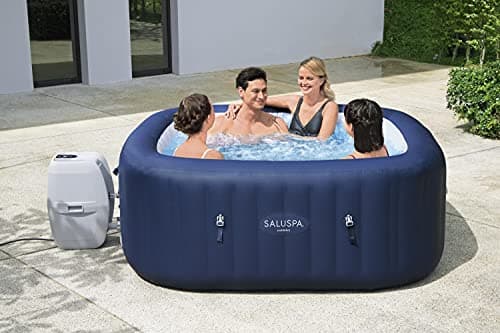 Bestway SaluSpa Hawaii AirJet 2 to 6 Person Square Inflatable Hot Tub Portable Outdoor Spa with 140 Soothing AirJetsr, Blue