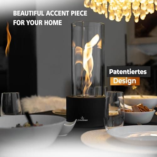 Tornado Tabletop Fireplace for Indoor and Outdoor Use – Premium Ethanol Fire Pit with Clear Glass, 60+ Min Burn, Perfect for Gatherings, Home Decoration, and Gift for Mother's Day