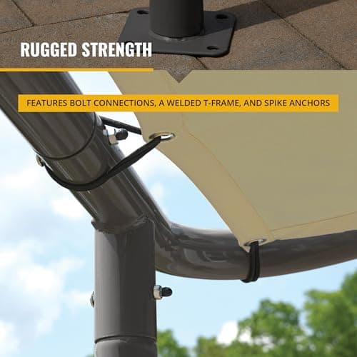 ShelterLogic 10' x 6' Solano Gazebo Canopy Charcoal Carbon Steel Frame and Marzipan Water-Resistant and Sun Protection Tan Cover