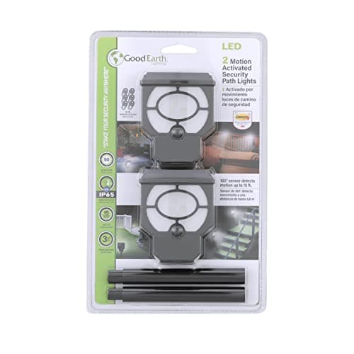 Good Earth Lighting Battery Operated LED Landscape Path or Deck Lights in Bronze, Motion Sensor with Auto Off, 50 Lumens, 5000K Color Temperature, Set of 2 Lights