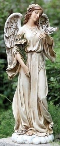 Joseph's Studio Angel with Dove Garden Statue – 24.5" Tall Religious Outdoor Décor – Inspirational Resin Yard Sculpture for Garden or Memorial