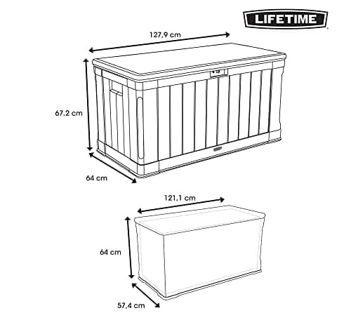 LIFETIME 60186 Heavy-Duty Outdoor Storage Deck Box, 116 Gallon, Desert Sand/Brown