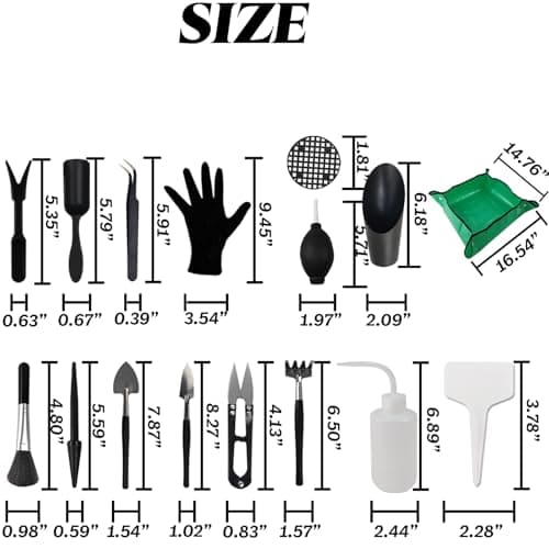 TIHOOD 30PCS/Set Mini Garden Hand Transplanting Succulent Tools Set, 19.7" Thickened Repotting Mat & Plant Tag, Miniature Planting Indoor Fairy Care, Potting, Cactus, Houseplant Bonsai Tool Kit