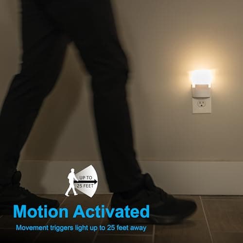 GE LED Motion Sensor Night Light, Plug into wall, 40 Lumens, Soft White, UL-Certified, Energy Efficient, Ideal Nightlight for Bedroom, Bathroom, Kitchen, Hallway, 46632, White, 2 Pack