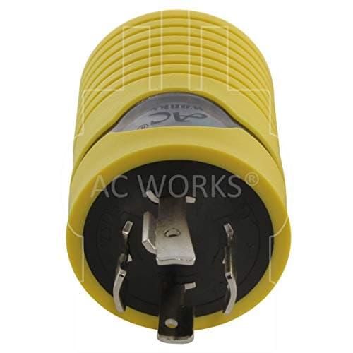 AC WORKS Generator to 30Amp RV Adapter (L14-20 20A 4-Prong Locking Compact) Yellow