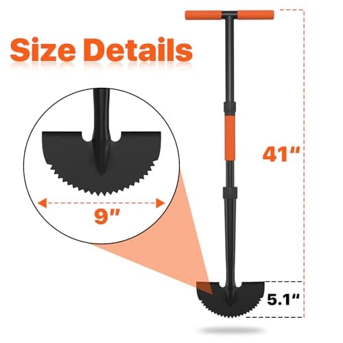 Manual Edger Lawn Tool, 41-inch Lawn Edger with Saw Tooth Blade, Half Moon Hand Edger with Metal Shaft, T-Grip Handle, Heavy Duty Garden Edger Tool for Sidewalk, Grass, Yard, Landscape