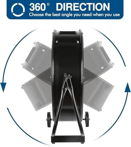 BILT HARD 24" 8100 CFM High Velocity Industrial Drum Fan, 3-Speed Heavy Duty Metal Shop Fan for Warehouse, Workshops, Garage, Factory and Basement - UL Listed
