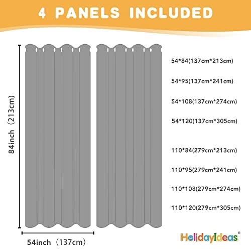 HolidayIdeas Outdoor Curtains for Patio Waterproof, 4 Panels - 54 x 84 Inch - Privacy Protection & Light Filtering Curtains Cream Grommet Outside Curtains for Porch, Gazebo, Pergola, Backyard