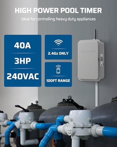 DEWENWILS Pool Pump Timer, Outdoor Smart WiFi Box, Heavy Duty 40A 240VAC 3HP Wireless Controller Timer for Pool, Water Heater, Compatible with Smart Phone, Alexa, Google Assistant, ETL Listed