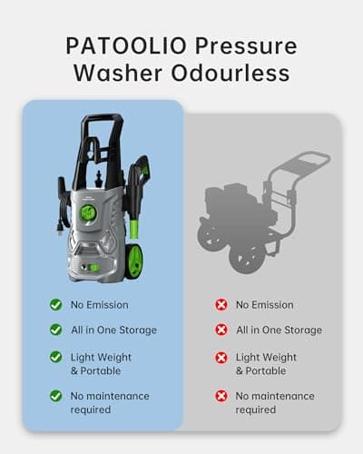 Pressure Washer, 4200PSI 2.6 GPM Power Washer with Foam Cannon 23FT Hose PATOOLIO Electric High Pressure Washer for Fences, Patios, Decks, Patios and Cars Powerwasher