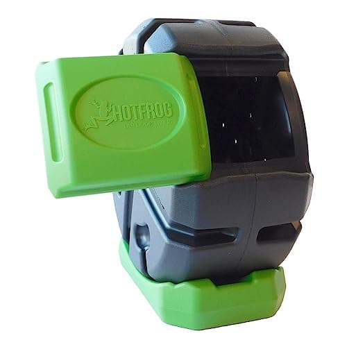 FCMP Outdoor HOTFROG Half Size Rolling Single Chamber Batch Tumbling Composter - Outdoor Rotating Garden Compost Bin (HF-RC2000WB-GRN) Black & Green (19-Gallon)