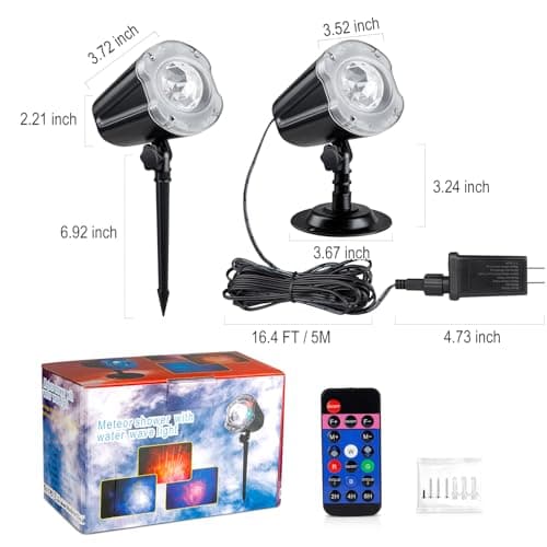 Laser Wave Projector Outdoor, Starry Sky & RGBW Ocean Wave Light Show with Remote Control, Waterproof IP65, Holiday Decor for Halloween, Christmas, Party, Garden, Yard