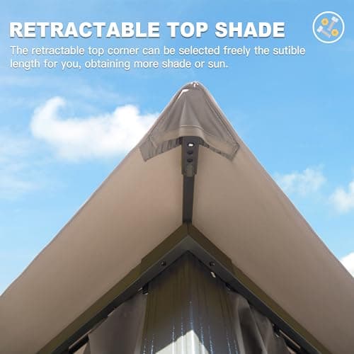Domi Gazebo 10x20FT, Outdoor Gazebo with Double Roofs, Privacy Curtains, Mosquito Nettings, Heavy Duty Metal Frame Party Tent Canopy for Patio, Backyard, Deck, Lawn, Grey
