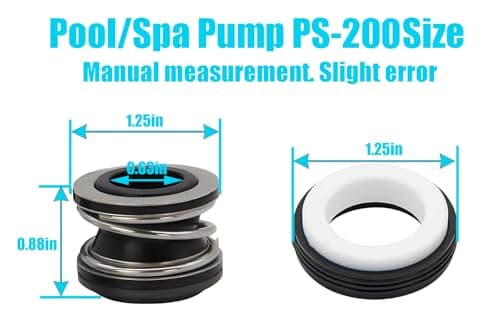 Approximately 5/8 ""Shaft Seal Replacement XP2 PS-200 (2/Pack) for 354545 AquaFlo Flo Main Pool and spa Pump, black