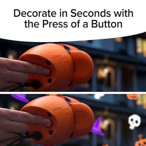 Star Shower Show LED Projector, AS-SEEN-ON-TV, Showcase Your Home With Full-Color Holiday, Use 2 or More for Spectacular Results, Hassle-Free, Includes 6 Halloween Slides, 7 In, Orange