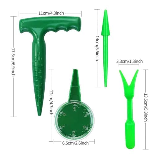 4 Pack Garden Hand Planter Seeder Tool Adjustable Plant Sow Traditional Sets, Sowing Seeds Dispenser, Seedlings Dibber and Widger