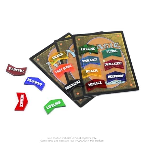 SIXPOINTS 60 Pieces MTG Keyword Counters -Set of Color Coded MTG Tokens & Box Set Compatible with Magic The Gathering, TCG, Card Games Accessories (MTG Keyword Counters)