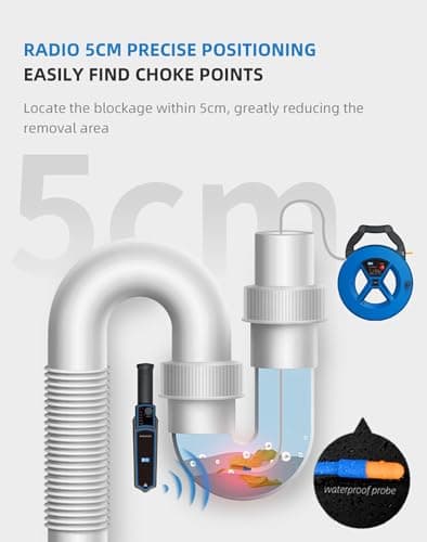 Pipe Locators Underground Pipe Blockage Detector Water Pipe Wall Scanner Pipe Locator Device with Waterproof Probe for Detecting PVC/Metal Pipes,30m
