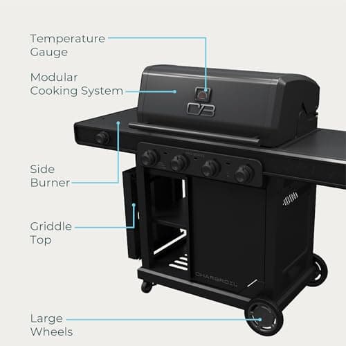 Char-Broil® Pro Series™ with Amplifire™ Infrared Technology 4-Burner Propane Gas Grill Cabinet with Side Burner, Black - 463281024