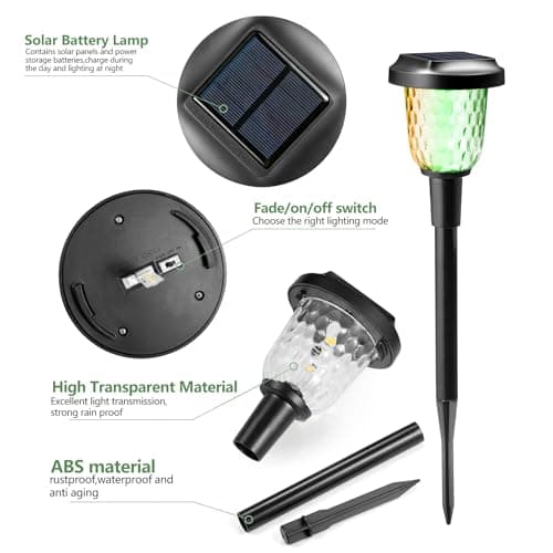 Solar Outdoor Lights,6 Pack Dream Dynamic Solar Pathway Lights,Waterproof Color Changing Solar Walkway Lights Maintain 10 Hours of Lighting for Garden, Landscape, Path, Yard, Patio, Driveway