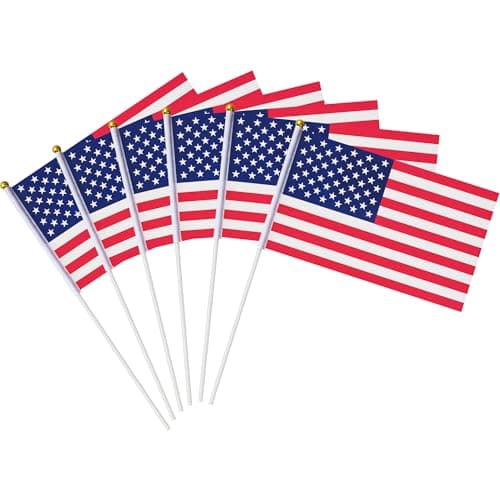 OHOME 4th of July Decorations - 12 Pack Small Mini American USA Flags on Stick Fourth of July Decorations - Red White and Blue Fourth of July Accessories Patriotic Party Favors Supplies Outdoor Indoor