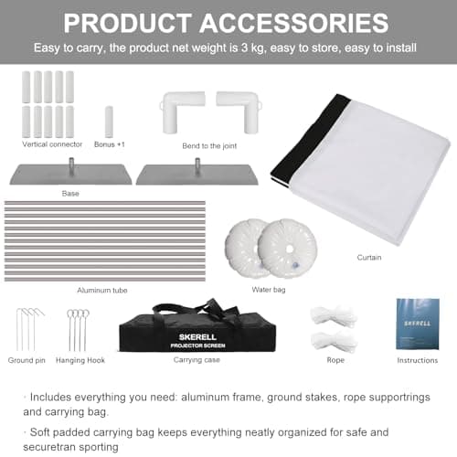 Outdoor Projector Screen with Stand 100 Inch: Portable Projection Screen 16:10 4K HD Outdoor Movie Screen with Carry Bag for Home Backyard Theater