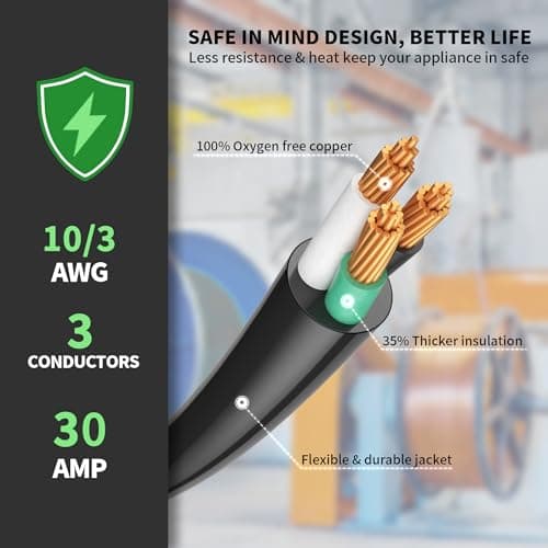 30 Amp to 30 Amp RV Generator Adapter Cord 1FT(12 Inch), NEMA TT-30 Male Plug to NEMA L14-30 Female Plug, 3 Prong Heavy Duty Power Cord, 10 Gauge STW, 30A 125V/250V, Black-Yellow, ETL Listed