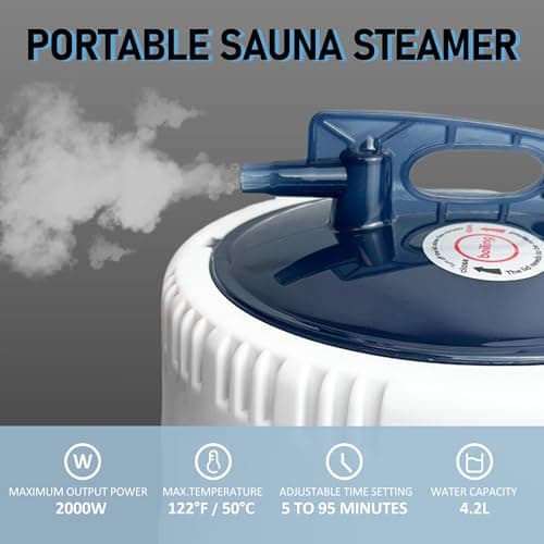 Sauna Steamer 4.2L, 2000W,Portable Upgrated Steam Generator,Large Stainless Steel Pot Generator, Home SPA Fumigation Steam Machine with Touch Button, Timer Display,Remote Control