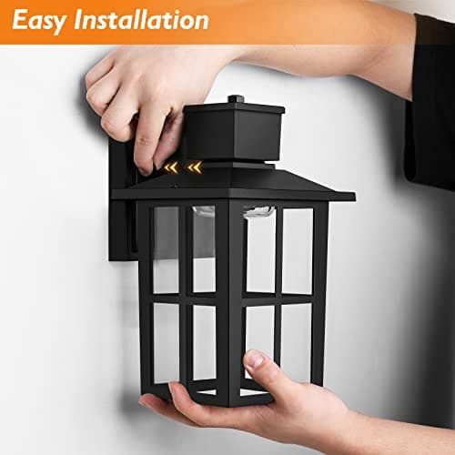 Brightever LED Outdoor Wall Lights, 10W 3000K/4000K/6500K Selectable, 800LM High Brightness Black Exterior Light Fixture with Clear Glass Shade, Waterproof Outdoor Wall Lanterns for Patio, 1 Pack