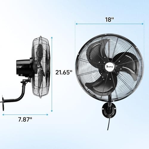 Winado 18 inch Wall Mount Oscillating Fan, High Velocity 3-speed Max 4592 CFM Industrial Wall Fan w/Aluminum Blades for Indoor, Commercial, Residential, Warehouse, Garage