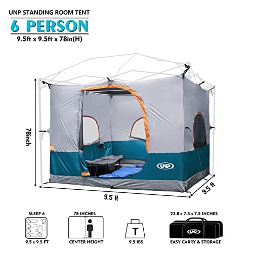 UNP Camping Canopy Tent - Inner Tent for 10' x 10' Pop Up Canopy, Simple Installation, Fully Vented Roof, Enclosed Canopy Space, Ocean Blue (Frame NOT Included)