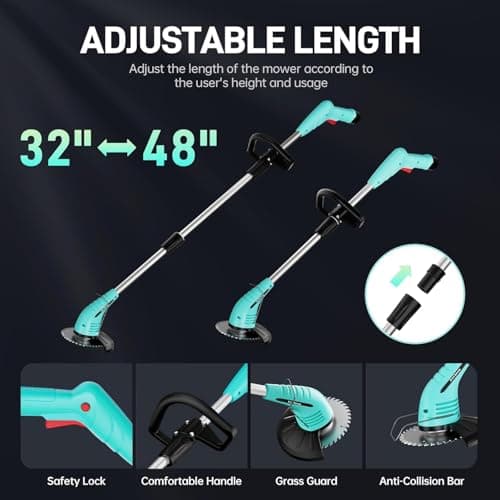 Cordless Lawn Trimmer Weed Wacker - HooSeen 12V Grass Trimmer Weed Cutter with 3 Types Blades, Hand Weeder, 2.0Ah Li-ion Battery Powered Weed Trimmer Grass Cutter for Garden and Yard