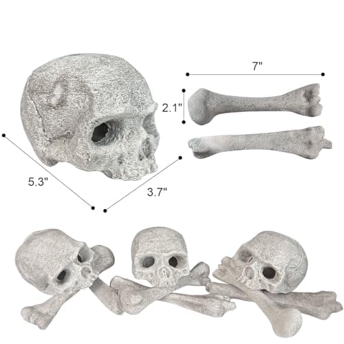 9 Pcs Ceramic Skulls for Fire Pit, Durable Reusable Fireproof Fire Pit Skull Log for Bonfire, Campfire, Fireplace, Firepit, Halloween Decor for Gas, Propane (Light Driftwood)
