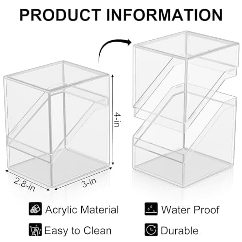 Mlikero Card Deck Cases, 6 Pack Acrylic Commander Deck Box Holding 100+ Sleeved Cards with 6 Dividers, Clear Card Storage Box Fit for MTG, TCG, Sports Cards