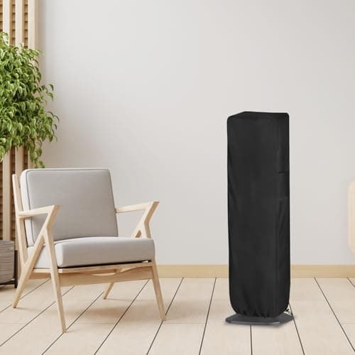 Outdoor Tower Fan Cover, Heavy Duty 600D Waterproof Dustproof Cover for Portable Electric 40-42" Tower Fans, Black