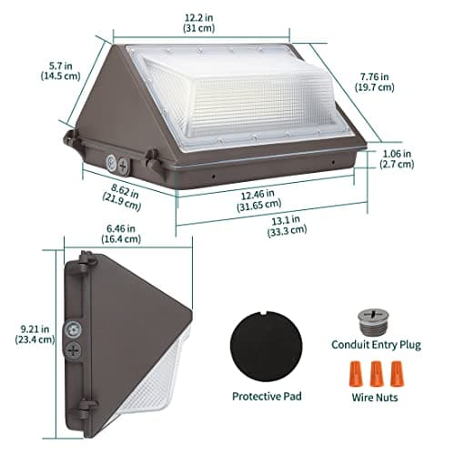 LED Wall Pack 100W 13000lm 5000K Daylight 100-277V, IP65 Waterproof Dusk-to-Dawn Outdoor Lighting for Security, ETL Listed (4 Pack)