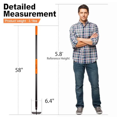 Hoe Garden Tool, Heavy Duty Garden Hoe for Weeding, Metal Garden Hoe with Long Handle, 58 Inches