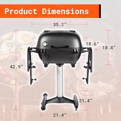 PK Grills PK360 Portable Charcoal Grill and BBQ Smoker, Cast Aluminum Outdoor BBQ Grill, Portable Grill for Camping, Backyard Grilling, Park, Tailgating, Graphite